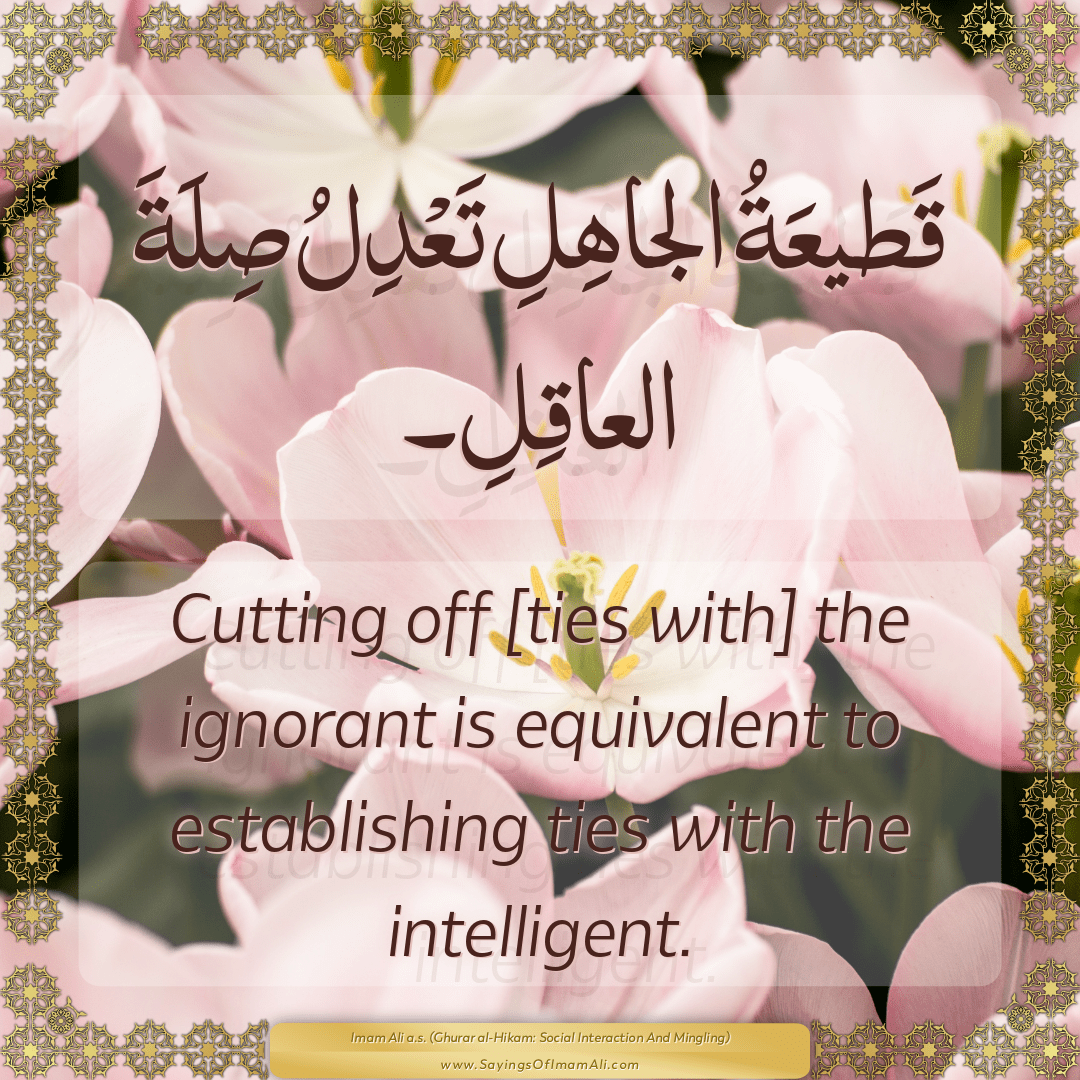 Cutting off [ties with] the ignorant is equivalent to establishing ties...